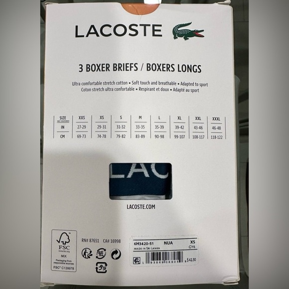 Lacoste Casual Cotton Stretch Boxer Briefs - Black, White, Gray - Picture 2 of 4